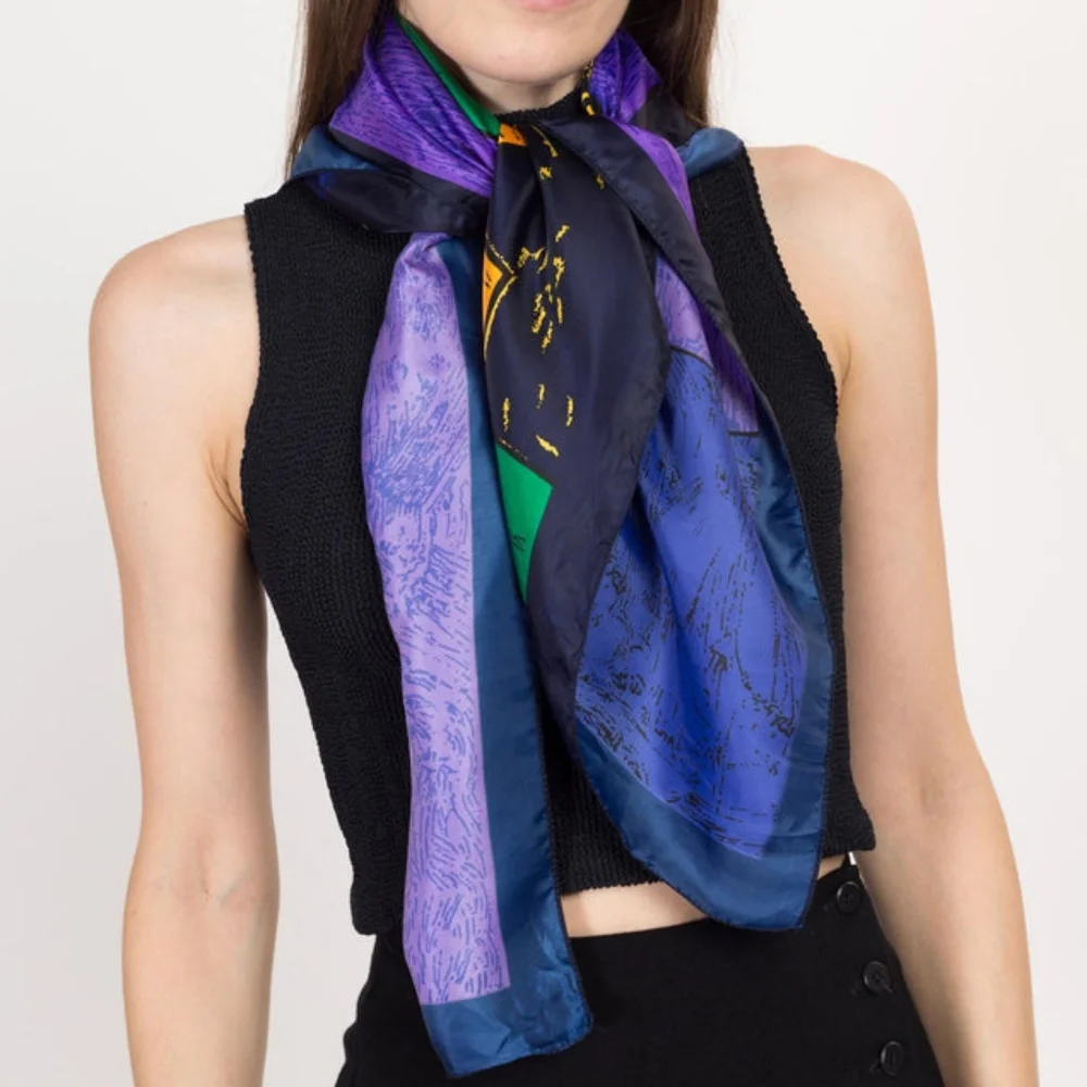 Vintage 80s Picasso Silk Square Scarf